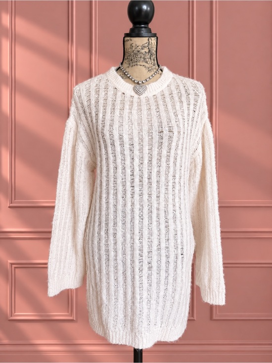 twik Dresses & Skirts - Simons Twik Cream Oversized Knit Longline Sweater Dress